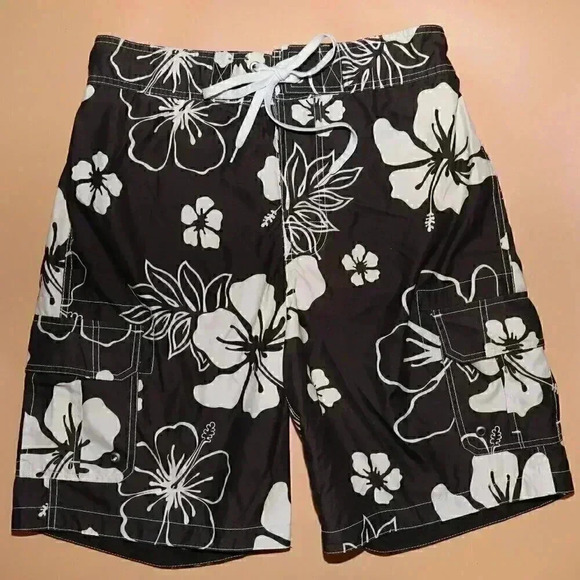 Merona Hawaiian Floral Board Swim Trunks‎ Size M Waist 32 Summer Beach Shorts - Picture 1 of 3